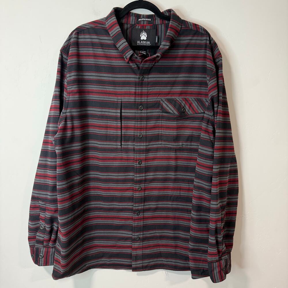 Duluth Trading‎ Co AKHG Men's Boars Nest Shirt Stripe 2XL Tall Red Black